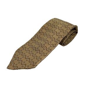 Gucci Necktie Interlocking GG Pattern Men’s Golden Brown Silk